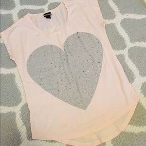 Wet Seal Blush Pink Tee with Heart